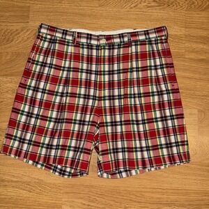 Polo Golf Shorts Men's Size 38 Multicolor Plaid Chino Shorts 100% Cotton‎ Preppy